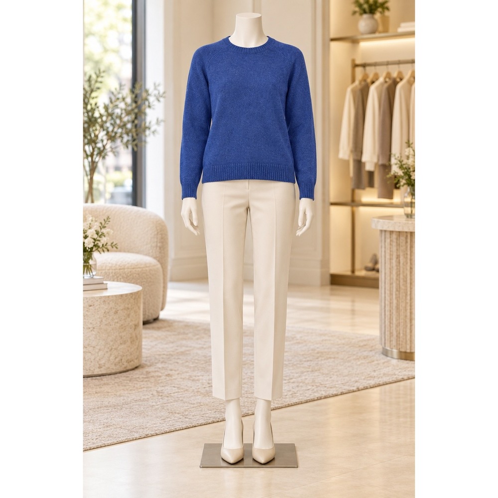 Uniqlo Womens Sweater Blue 100% Wool Crewneck Raglan Size Large